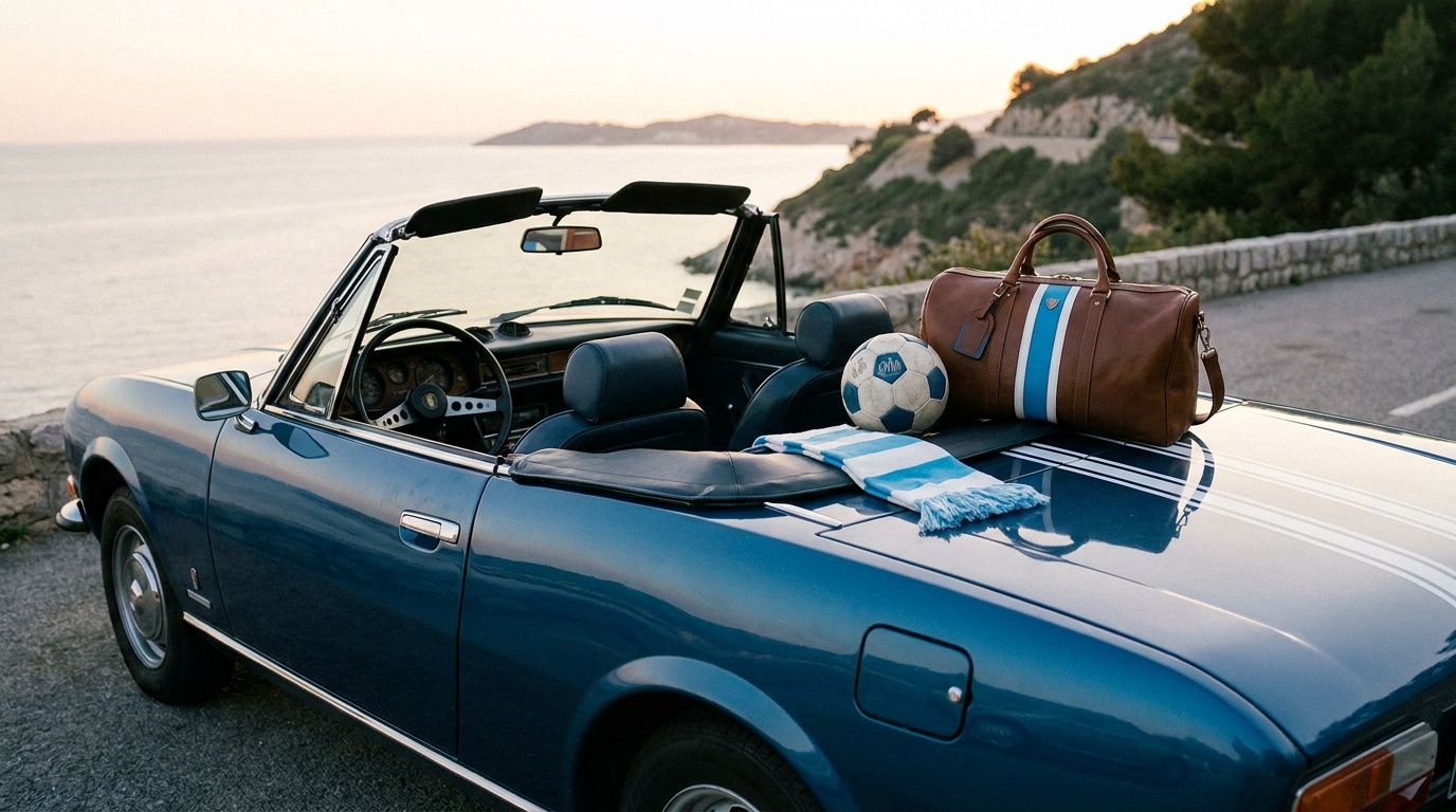 Voiture et accessoires de l'Olympique de Marseille
